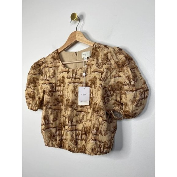 Cami NYC Flor Crop Versatile Puff Sleeve Blouse Top Women's Dessert Size: M NWT - Picture 3 of 11